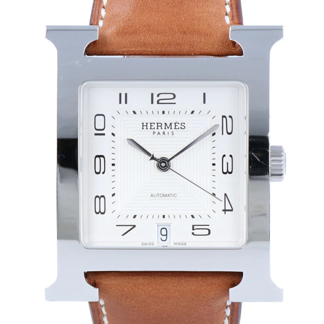 HERMES H WATCH WHITE DIAL SS STAINLESS STEEL BROWN WATCH: HERMES H Watch White Dial SS Stainless Steel Brown Watch Brand: HERMES Type: Wristwatch Material: leather ss Color: Dial color white Size: of watch face: 32mm Vertical of watch face 42mm Accessori