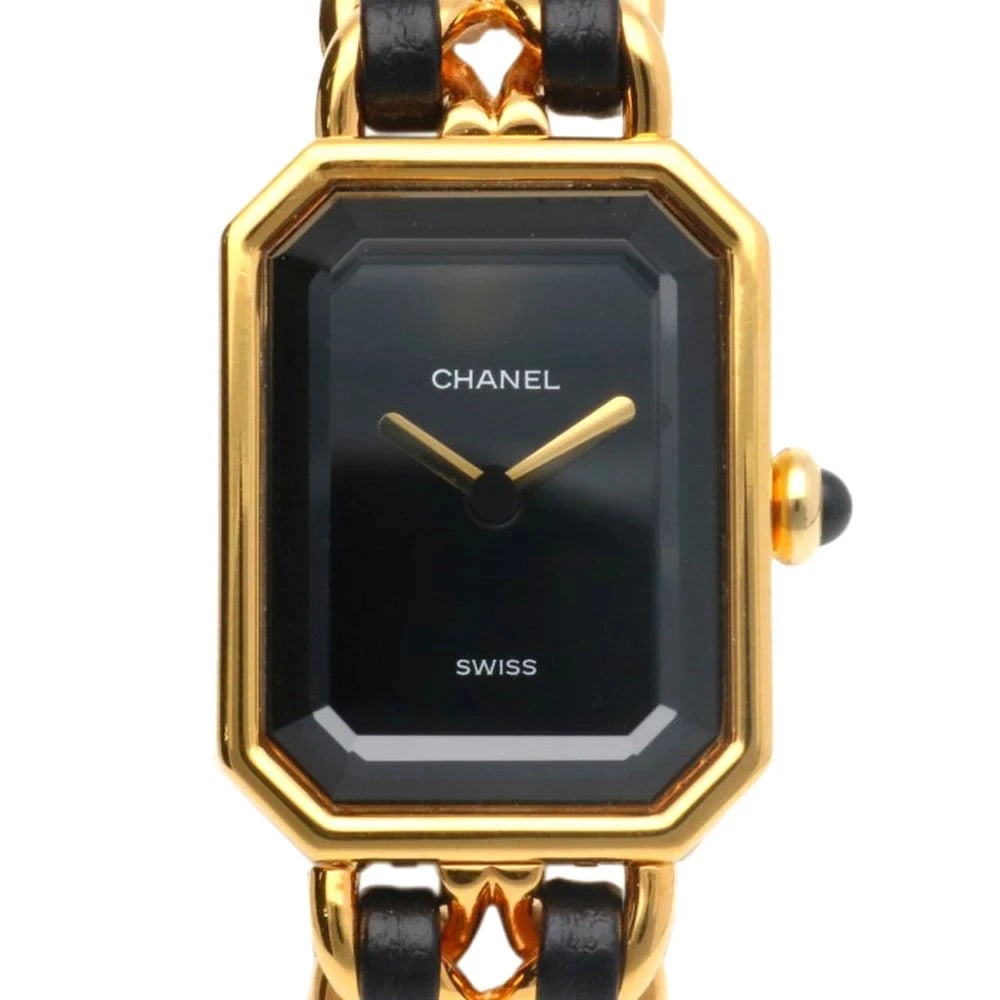 CHANEL PREMIERE S WRIST WATCH QUARTZ USED WATCH: CHANEL Premiere S Wrist Watch Quartz Used Watch Brand: CHANEL Type: Wristwatch Material: GP Color: Dial color black Size: Case Height approx. 26mm x Width approx. 20mm Arm circumference: approx. 13cm 