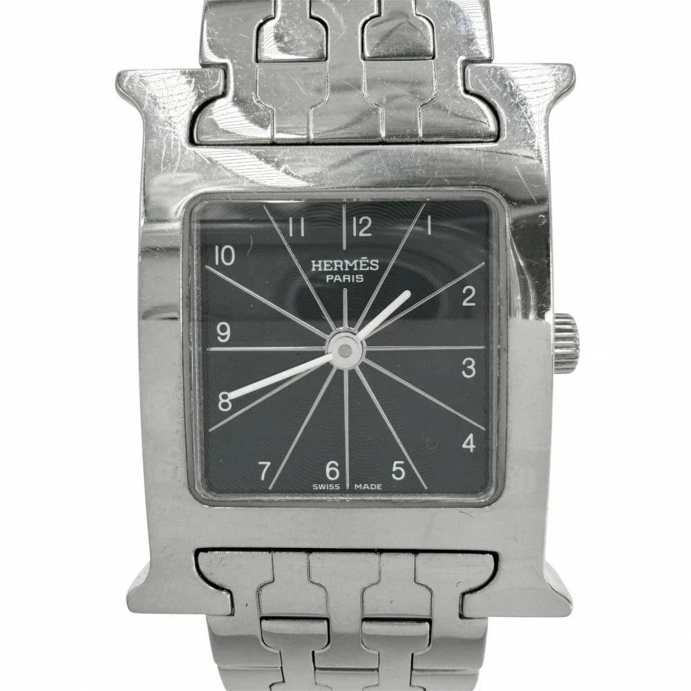 HERMES H WATCH QUARTZ WATCH BLACK DIAL WATCH (1 of 2)
