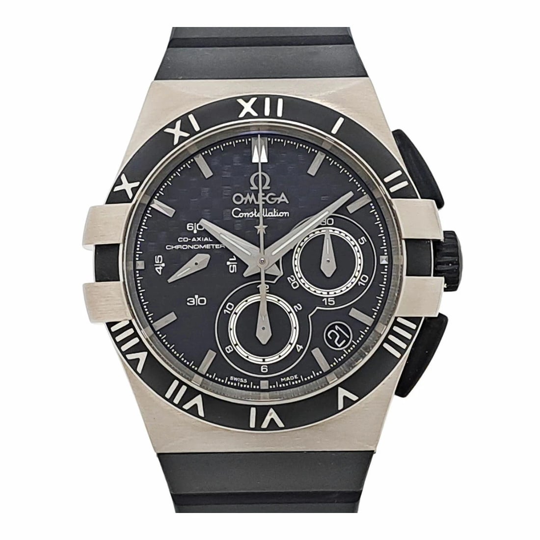 OMEGA CONSTELLATION DOUBLE EAGLE AUTOMATIC WATCH: Omega Constellation Double Eagle Automatic Watch Brand: OMEGA Type: Wristwatch Material: titanium/rubber Color: Dial color black Size: Case approximately 35mm Arm circumference: approx. 13.5cm -