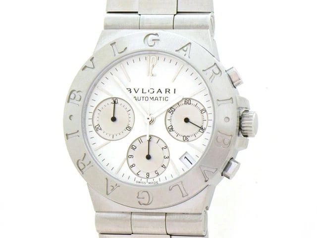 BVLGARI SPORTS CHRONO AUTOMATIC WHITE DIAL WATCH: BVLGARI Sports Chrono Automatic White Dial Watch Brand: BVLGARI Type: Wristwatch Material: ss Color: Dial color White Size: Case: Approx. 35mm x 45mm Arm circumference: approx. 17.5cm Band width: