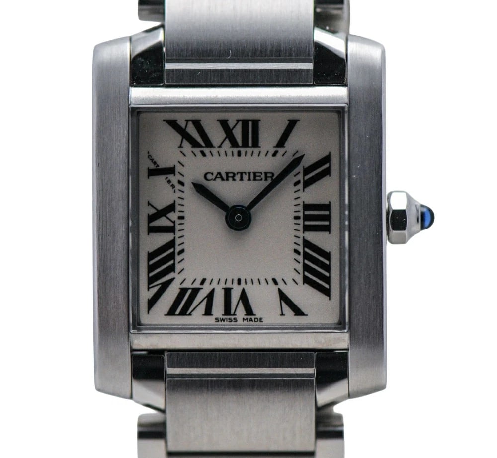 CARTIER TANK FRANCAISE SM QUARTZ WATCH: Cartier Tank Francaise SM Quartz Watch Brand: Cartier Type: Wristwatch Material: ss Color: Dial color Silver / White Size: Case 20mm x 25mm (excluding the crown). Bracelet Approximately 15cm (inner