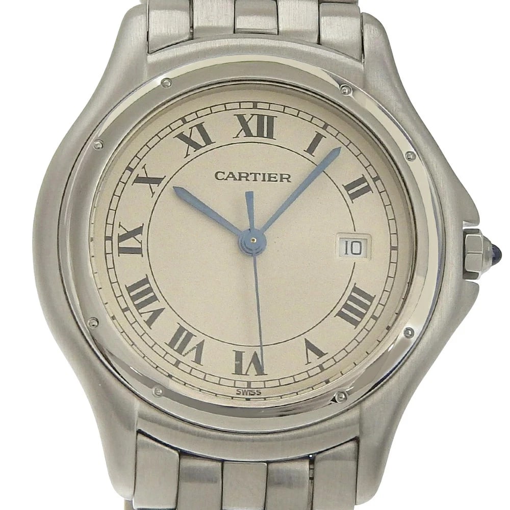 CARTIER PANTHERE COUGAR QUARTZ WHITE WATCH: Cartier PANTHERE Cougar Quartz White Watch Brand: Cartier Type: Wristwatch Material: ss Color: Dial color white Size: Case Diameter: Approximately 33mm (excluding crown)Arm Circumference (Wrist Size):