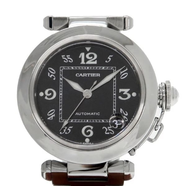 CARTIER PASHA AUTOMATIC STAINLESS STEEL BOYS WATCH: Cartier Pasha Automatic Stainless Steel Boys Watch Brand: Cartier Type: Wristwatch Material: ss Color: Dial color black Size: 35mm case diameter Accessories: None Accessories Notice: When purchasing