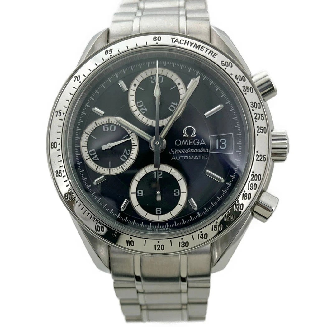 OMEGA SPEEDMASTER DATE AUTOMATIC WATCH BLACK DIAL WATCH: OMEGA Speedmaster Date Automatic Watch Black Dial Watch Brand: OMEGA Type: Wristwatch Material: ss Color: Dial color black Size: Case diameter: Width approx. 40mm Maximum arm circumference: approx.