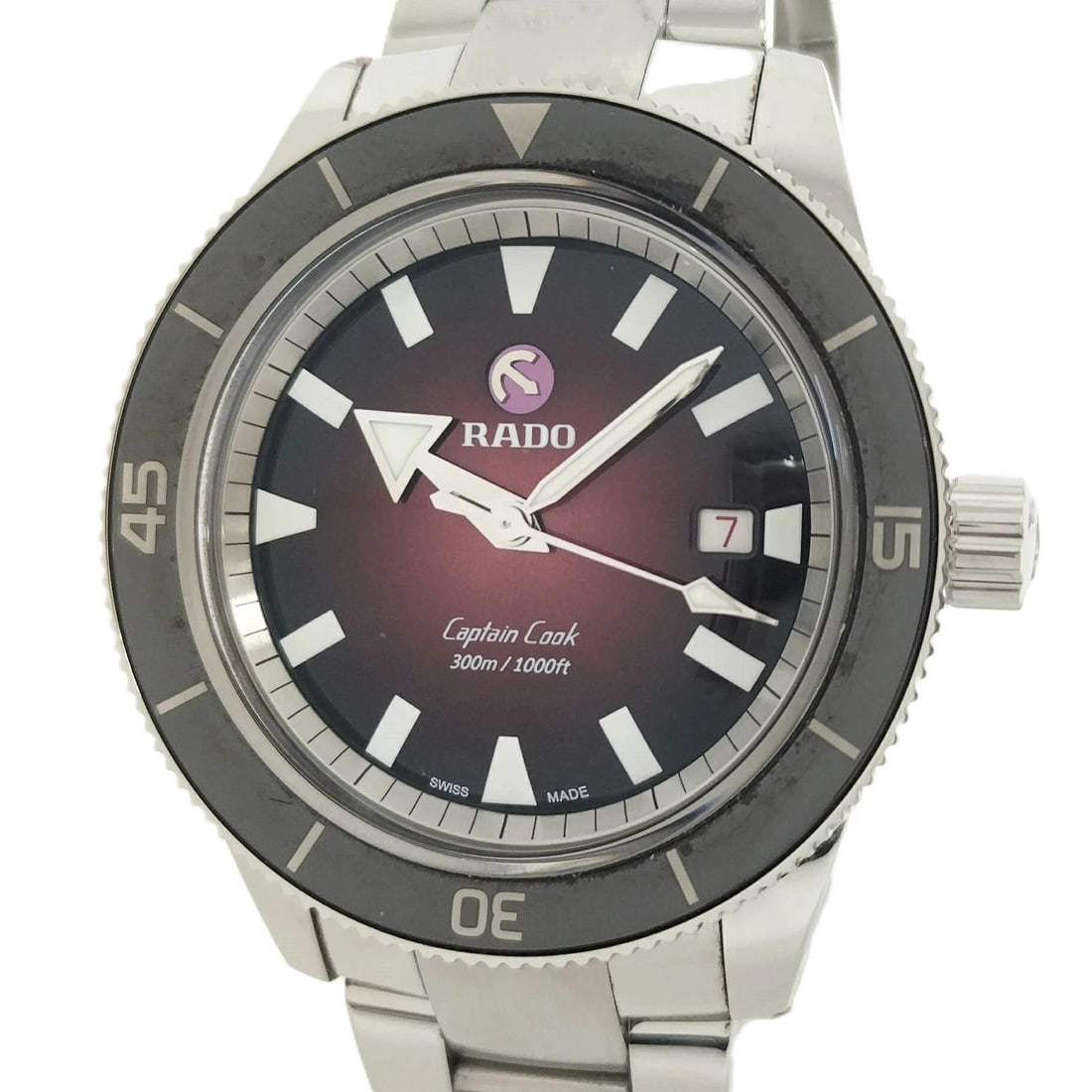 RADO CAPTAIN COOK AUTOMATIC DATE WATCH SS BLACK DIAL WATCH (1 of 4)