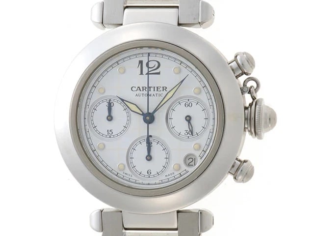 CARTIER PASHA CHRONO AUTOMATIC WINDING WATCH WHITE DIAL WATCH: CARTIER Pasha Chrono Automatic Winding Watch White Dial Watch Brand: Cartier Type: Wristwatch Material: ss Color: Dial color white Size: ize case: approx. 36mm Arm circumference: approx. 17.5cm