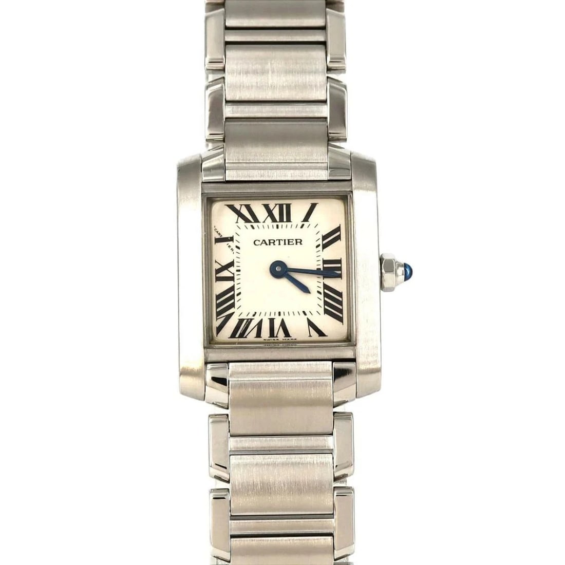 CARTIER TANK FRANCAISE SM QUARTZ WATCH: Cartier Tank Francaise SM Quartz Watch Brand: Cartier Type: Wristwatch Material: ss Color: Dial color silver Size: Case diameter: 20x25mm Maximum arm circumference: 15cm Accessories: None Accessories