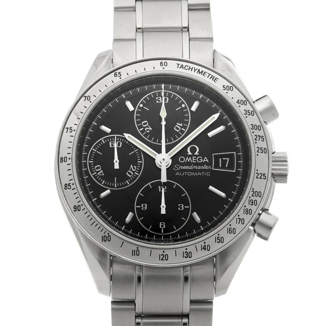 OMEGA SPEEDMASTER DATE BLACK WATCH AUTOMATIC WATCH: Omega Speedmaster Date Black Watch Automatic Watch Brand: OMEGA Type: Wristwatch Material: ss Color: Dial color black Size: Case length/approx. 39mm width/approx. 39mm Lug width 18mm Accessories: