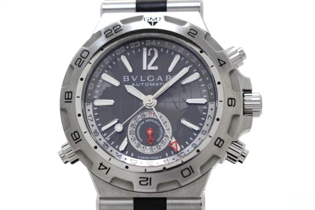 BVLGARI DIAGONO PROFESSIONAL AIR GTM AUTOMATIC WATCH GRAY WATCH: BVLGARI Diagono Professional Air GTM Automatic Watch Gray Watch Brand: BVLGARI Type: Wristwatch Material: Material Stainless steel/Rubber/Sapphire crystal Color: Dial color grey Size: case: approx.