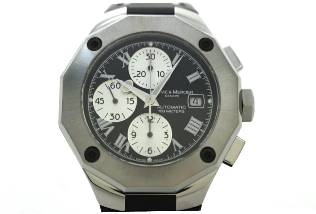 BAUME & MERCIER RIVIERA CHRONOGRAPH AUTOMATIC WATCH BLACK WATCH (1 of 3)