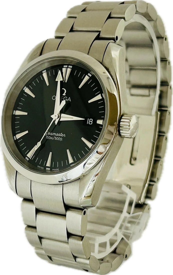 OMEGA SEAMASTER AQUA TERRA QUARTZ UNISEX WATCH: Omega Seamaster Aqua Terra Quartz Unisex Watch Brand: OMEGA Type: Wristwatch Material: ss Color: Dial color black Size: Case (w) 36mm -Arm circumference approx. 18cm Accessories: None Accessories
