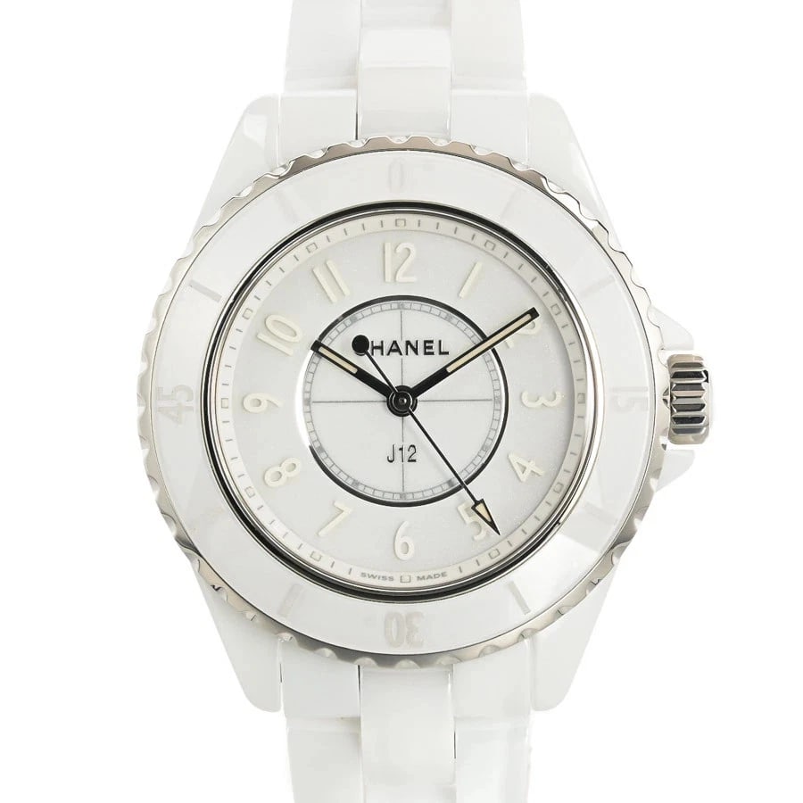 CHANEL J12 WHITE PHANTOM QUARTZ BOYS WATCH: Chanel J12 White Phantom Quartz Boys Watch Brand: CHANEL Type: Wristwatch Material: Ceramic/Bracelet Color: Dial color white Size: case: approx. 33mm Bracelet inner diameter approximately 17cm