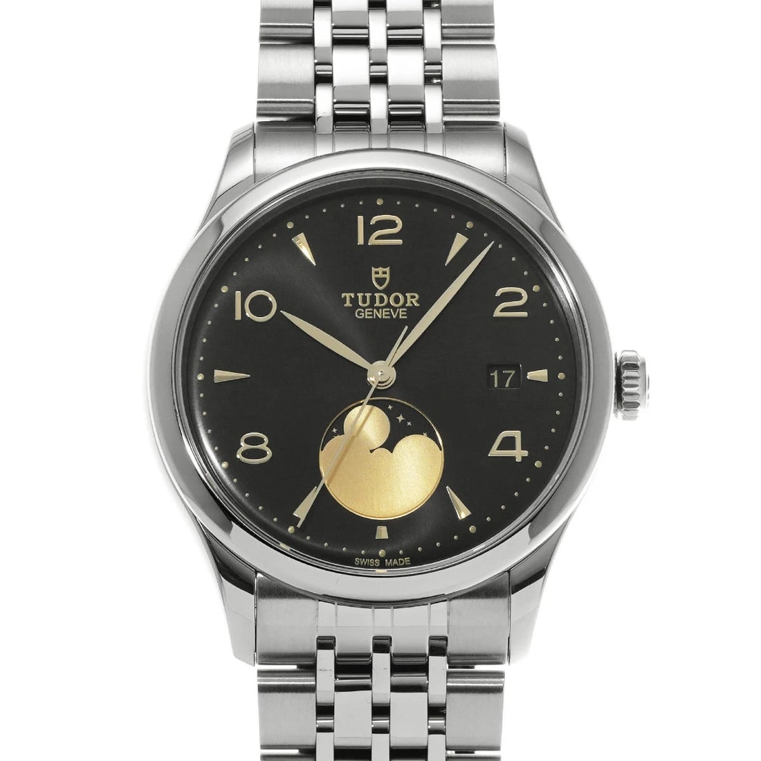 TUDOR LUNA BLACK WATCH AUTOMATIC MOON PHASE WATCH: Tudor Luna Black Watch Automatic Moon Phase Watch Brand: TUDOR Type: Wristwatch Material: ss Color: Dial color black Size: Case length/approx. 39mm width/approx. 39mm Lug width 21mm Arm circumference: