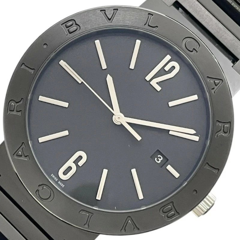 BVLGARI BLACK AUTOMATIC WATCH: BVLGARI Black Automatic Watch Brand: BVLGARI Type: Wristwatch Material: black Color: Dial color ss Size: Arm circumference approx. 18cmCase approx. 41mm Accessories: None Accessories Notice: When