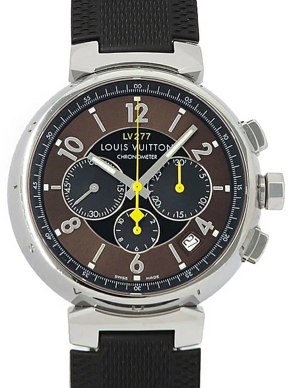 LOUIS VUITTON TAMBOUR CHRONO AUTOMATIC WATCH BROWN WATCH: LOUIS VUITTON Tambour Chrono Automatic Watch Brown Watch Brand: LOUIS VUITTON Type: Wristwatch Material: ss Color: Dial color brown Size: Case: Diameter approx. 41mmArm circumference: Maximum approxim