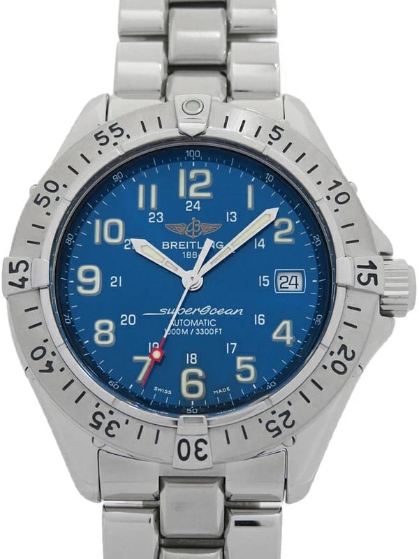 BREITLING SUPER OCEAN AUTOMATIC WATCH BLUE WATCH: BREITLING Super Ocean Automatic Watch Blue Watch Brand: BREITLING Type: Wristwatch Material: ss Color: Dial color blue Size: Case: Diameter approx. 41mm Arm circumference: maximum approximately