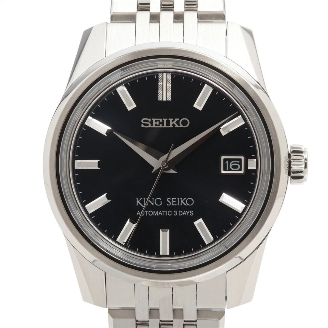 SEIKO KING AUTOMATIC WATCH STAINLESS STEEL BLUE DIAL WATCH: Seiko King Automatic Watch Stainless Steel Blue Dial Watch Brand: SEIKO Type: Wristwatch Material: ss Color: Dial color black Size: approx. 39Arm circumference: approx. 20 Accessories: None
