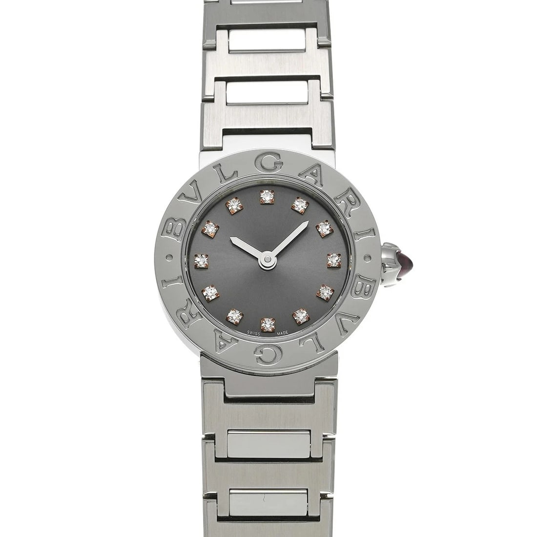 BVLGARI GRAY DIAMOND WATCH: BVLGARI Gray Diamond Watch Brand: BVLGARI Type: Wristwatch Material: ss Color: Dial color Gray/Diamond Size: Case length/approx. 23mm width/approx. 23mm Thickness/approx. 6mm Arm circumference: