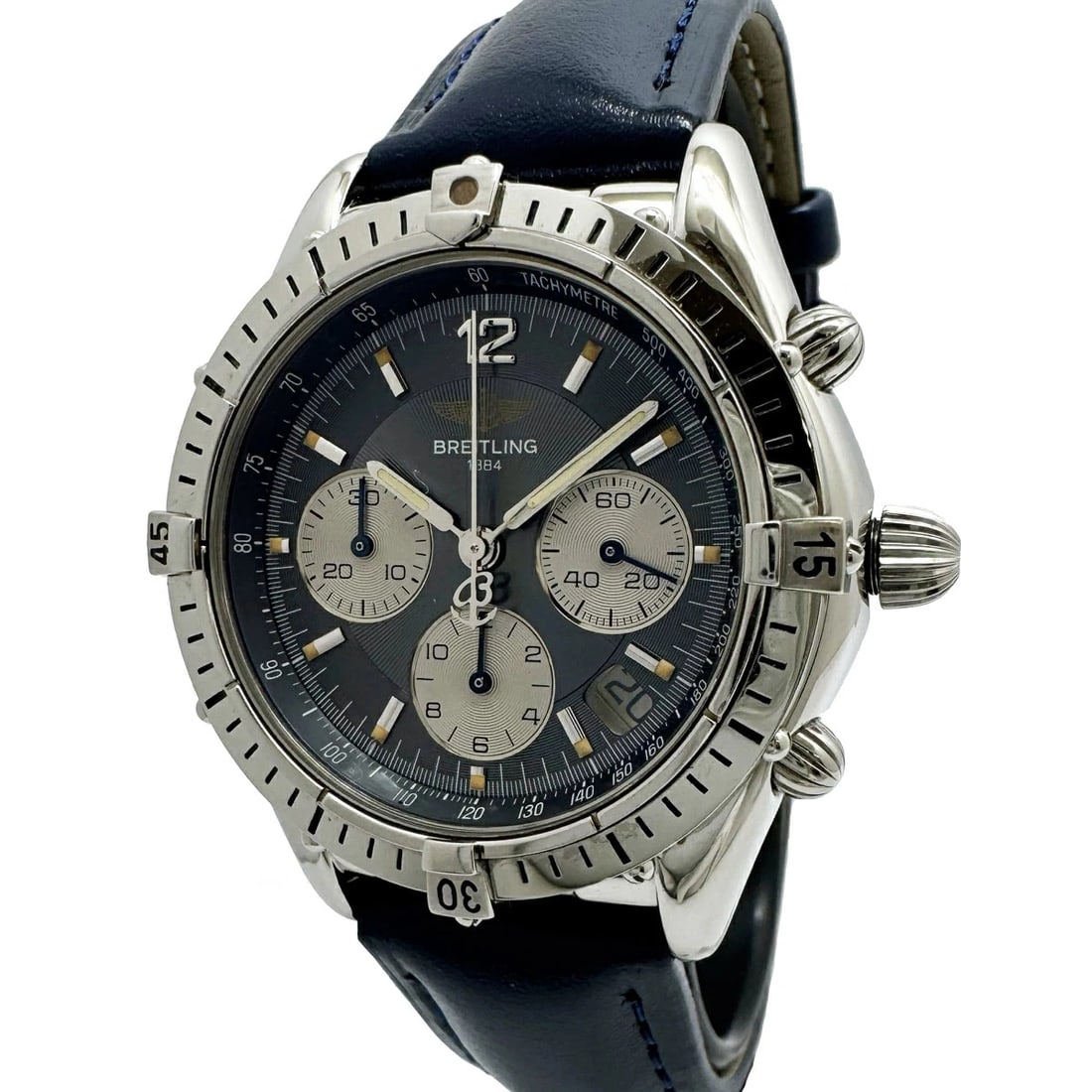 BREITLING CHRONO COCKPIT CHRONOGRAPH AUTOMATIC DATE WATCH: Breitling Chrono Cockpit Chronograph Automatic Date Watch Brand: BREITLING Type: Wristwatch Material: ss leather Color: Dial color grey Size: case width (Excluding crown) Approximately 37mm Arm