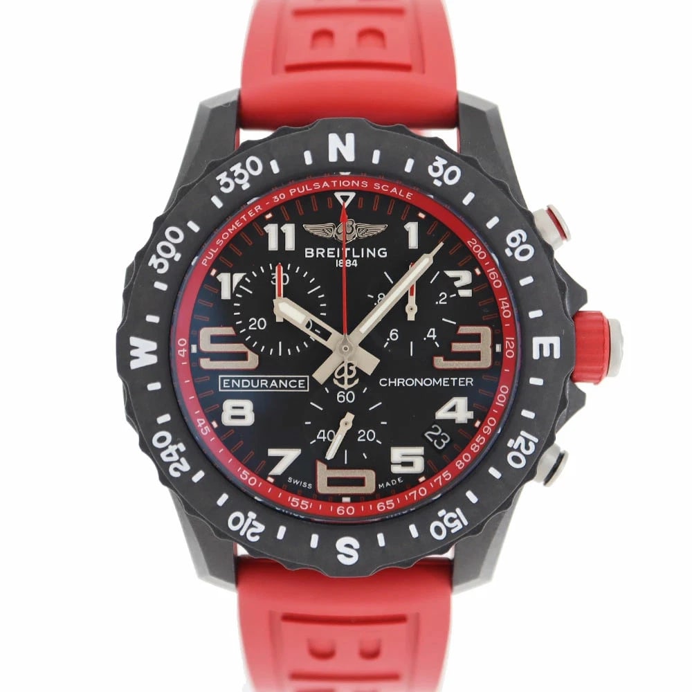 BREITLING ENDURANCE PRO QUARTZ WATCH BLACK WATCH: Breitling Endurance Pro Quartz Watch Black Watch Brand: BREITLING Type: Wristwatch Material: Case: Bright Light Bracelet: Rubber Color: Dial color black Size: Case: 44.0mm (excluding crown) Arm