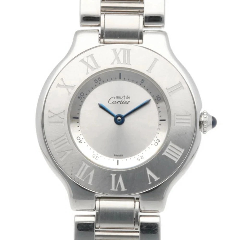 CARTIER MUST WATCH QUARTZ WATCH: Cartier Must Watch Quartz Watch Brand: Cartier Type: Wristwatch Material: ss Color: Dial color silver Size: watch face: 31.0mm Accessories: None Accessories Notice: When purchasing pre-owned goods,