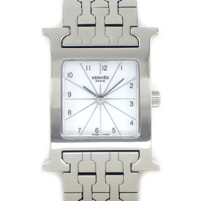 HERMES H WATCH SQUARE WHITE DIAL QUARTZ WATCH: Hermes H Watch Square White Dial Quartz Watch Brand: HERMES Type: Wristwatch Material: ss Color: Dial color white Size: Case Approx. Width 24.7mm Height 30.0mm Accessories: None Accessories Notice: