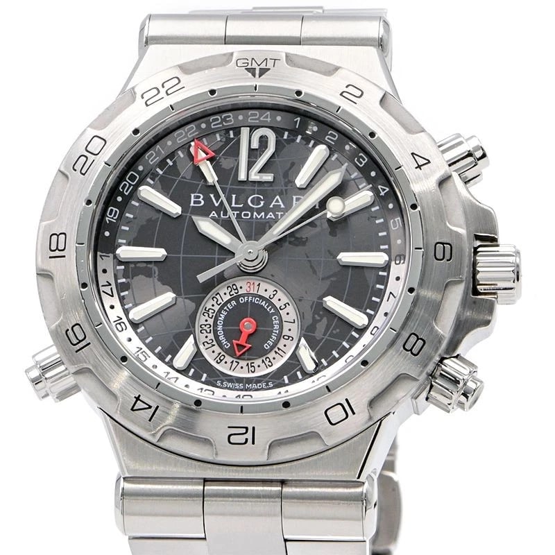 BVLGARI DIAGONO PROFESSIONAL GMT GRAY AUTOMATIC WATCH: BVLGARI Diagono Professional GMT Gray Automatic Watch Brand: BVLGARI Type: Wristwatch Material: Stainless Steel Color: Dial color gray Size: Case 42mm (excluding crown) Accessories: None Accessories