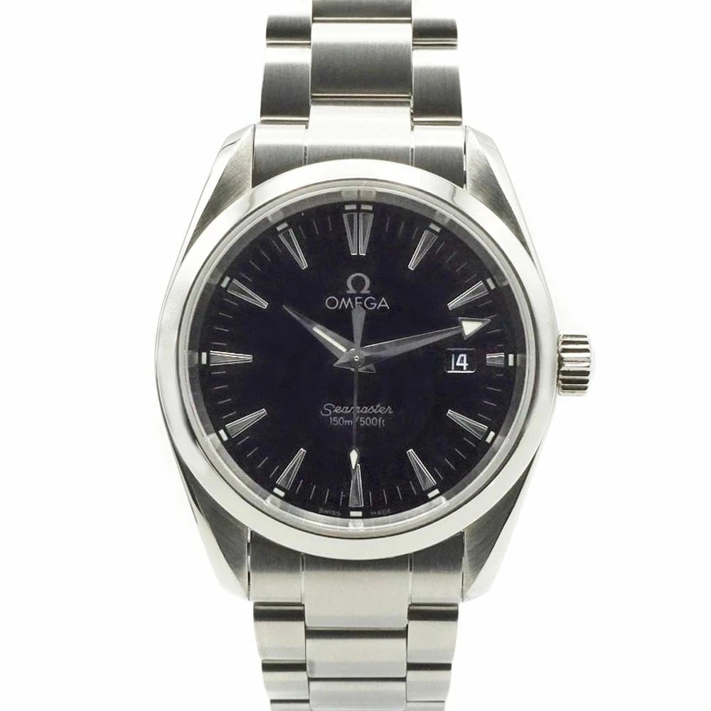 OMEGA SEAMASTER AQUA TERRA QUARTZ BLACK WATCH: Omega Seamaster Aqua Terra Quartz Black Watch Brand: OMEGA Type: Wristwatch Material: Stainless Steel Color: Dial color Black Size: Case: 36.2mm (excluding crown) Arm circumference: Maximum