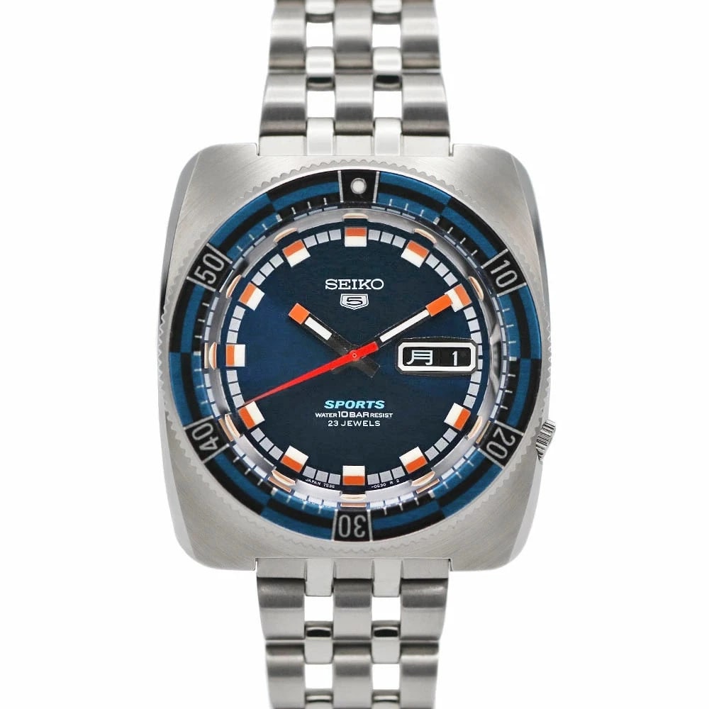 SEIKO AUTOMATIC SPORTS RALLY DIVER WATCH: Seiko Automatic Sports Rally Diver Watch Brand: SEIKO Type: Wristwatch Material: Stainless Steel Color: Dial color blue Size: Case: Height approx. 44.0mm Width approx. 40.0mm Arm circumference: