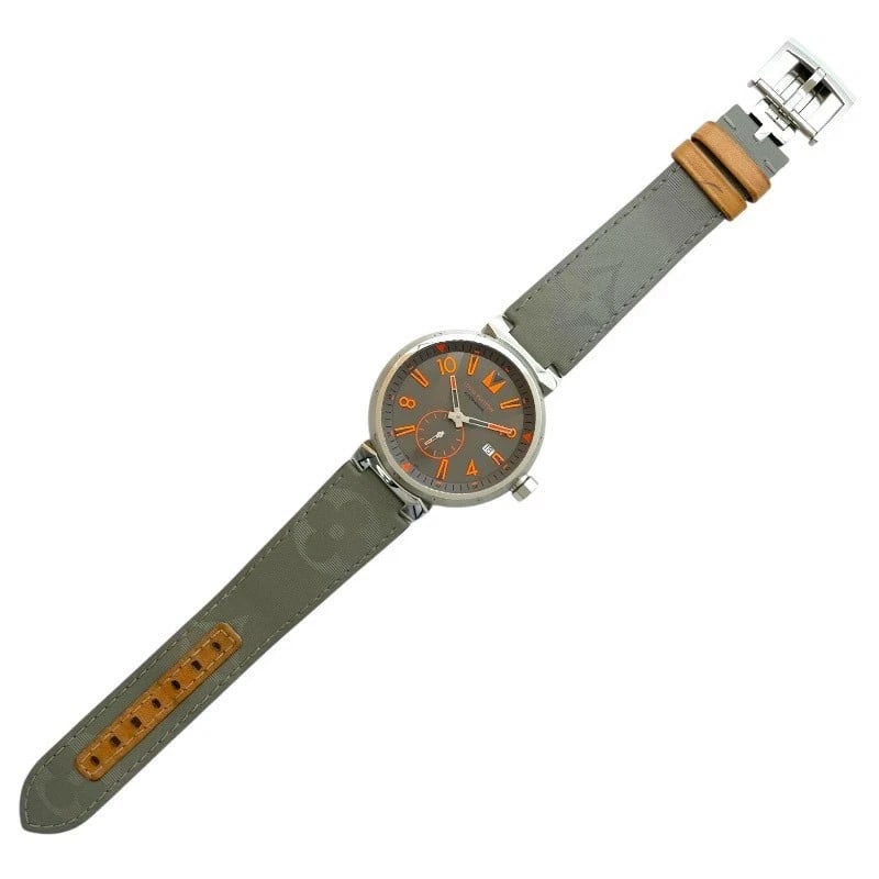 LOUIS VUITTON TAMBOUR GRAY AUTOMATIC WATCH - 2