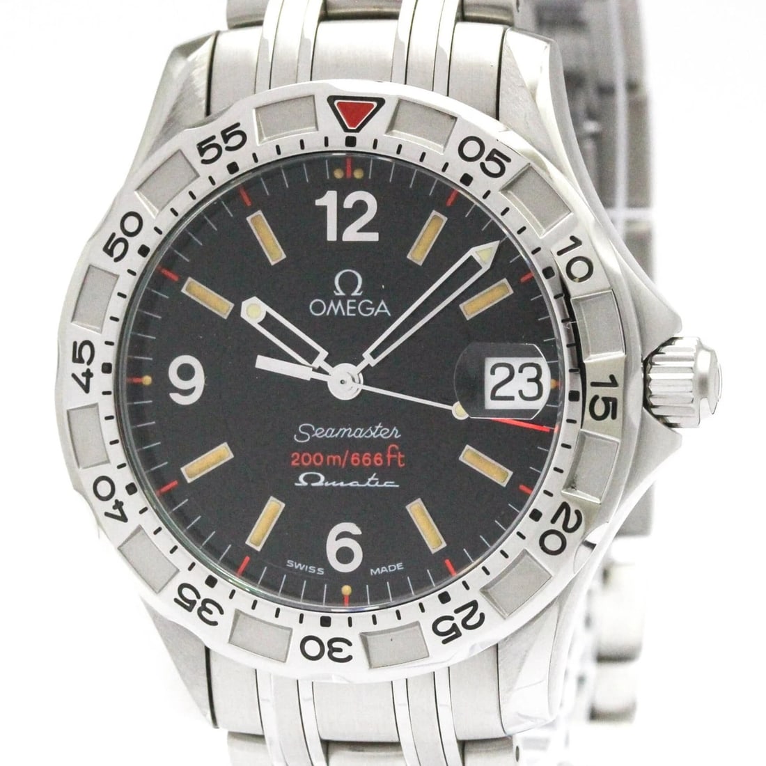 OMEGA SEAMASTER OMEGAMATIC LIMITED STAINLESS STEEL AUTOMATIC QUARTZ WATCH: Omega Seamaster Omegamatic Limited Stainless Steel Automatic Quartz Watch Brand: OMEGA Type: Wristwatch Material: Stainless Steel Color: Dial color Black Size: Case diameter approx.: 36mm Accessor
