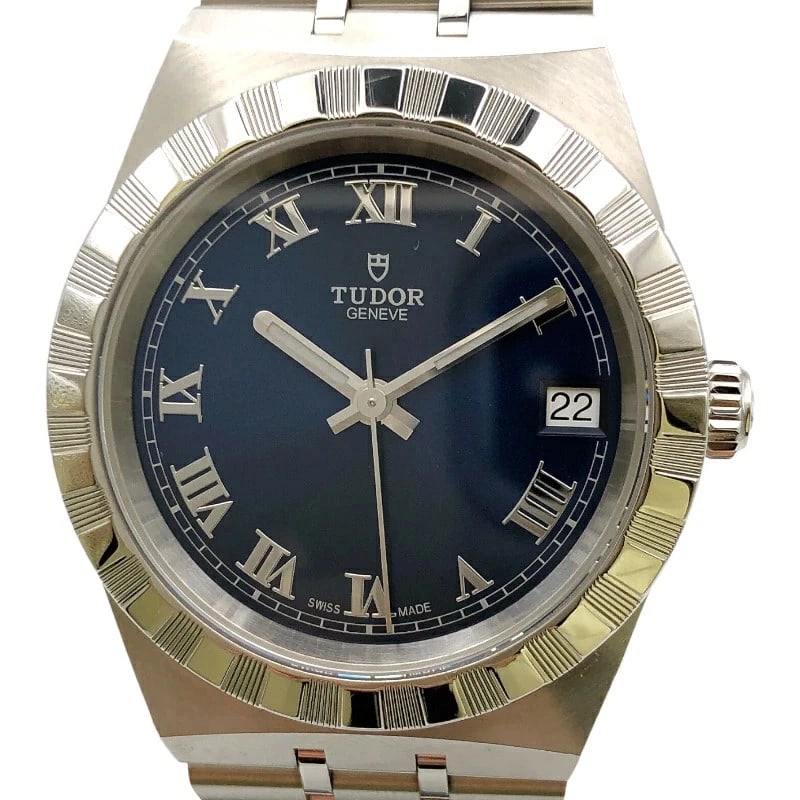 TUDOR ROYAL BLUE AUTOMATIC WATCH: TUDOR Royal Blue Automatic Watch Brand: TUDOR Type: Wristwatch Material: Stainless Steel Color: Dial color Blue Size: Arm circumference approx. 17cm Band width approximately 2.1cm Case approx. 34mm