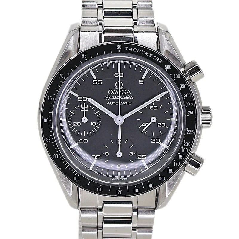 OMEGA SPEEDMASTER AUTOMATIC WATCH BLACK WATCH: Omega Speedmaster Automatic Watch Black Watch Brand: OMEGA Type: Wristwatch Material: ss Color: Dial color black Size: Case: Approximately 39mm (excluding crown) Arm circumference: maximum approx.