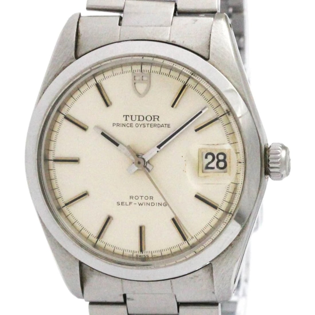 TUDOR PRINCE OYSTER DATE STAINLESS STEEL AUTOMATIC WATCH: TUDOR Prince Oyster Date Stainless Steel Automatic Watch Brand: TUDOR Type: Wristwatch Material: ss Color: Dial color silver Size: Case Diameter: 34.5mm Accessories: None Accessories Notice: When