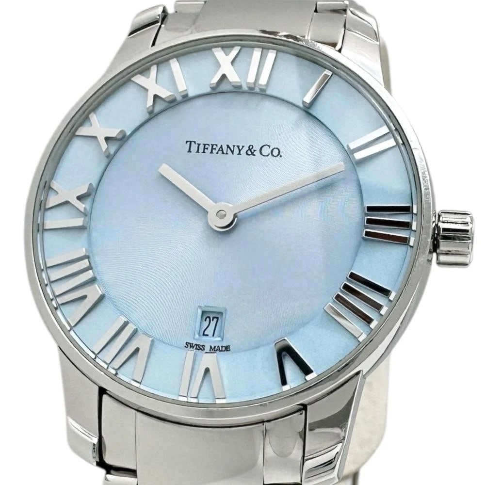 TIFFANY&CO. ATLAS 2 HAND WATCH STAINLESS STEEL QUARTZ BLUE WATCH: TIFFANY&Co. Atlas 2 Hand Watch Stainless Steel Quartz Blue Watch Brand: TIFFANY&CO. Type: Wristwatch Material: Stainless Steel Color: Dial color Silver/blue Size: Case Width 29mm x Height 29mm