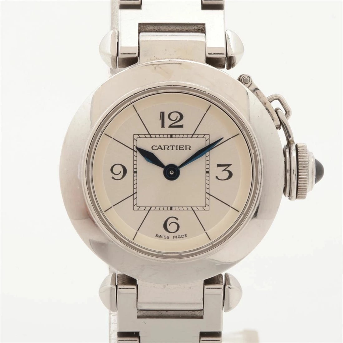 CARTIER MISPASHA SILVER DIAL WATCH QUARTZ WATCH: Cartier Mispasha Silver Dial Watch Quartz Watch Brand: Cartier Type: Wristwatch Material: Stainless Steel Color: Dial color White/Silver Size: Size Case length: approx. 27 Case side: approx. 27 Arm ci