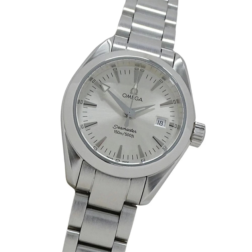 OMEGA SEAMASTER AQUA TERRA WATCH DATE QUARTZ WATCH: Omega Seamaster Aqua Terra Watch Date Quartz Watch Brand: OMEGA Type: Wristwatch Material: Stainless Steel Color: Dial color Silver Size: Measurements Arm circumference: approx. 18cm Case width:
