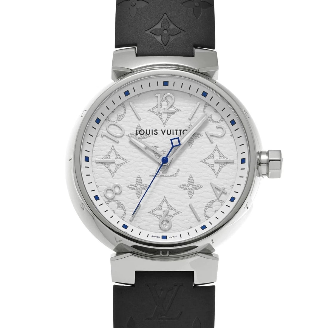 LOUIS VUITTON TAMBOUR MONOGRAM WHITE WATCH AUTOMATIC WATCH: Louis Vuitton Tambour Monogram White Watch Automatic Watch Brand: LOUIS VUITTON Type: Wristwatch Material: SS / Leather Color: Dial color Black Size: Case length/approx. 41.5mm width/approx. 41.5mm Ar