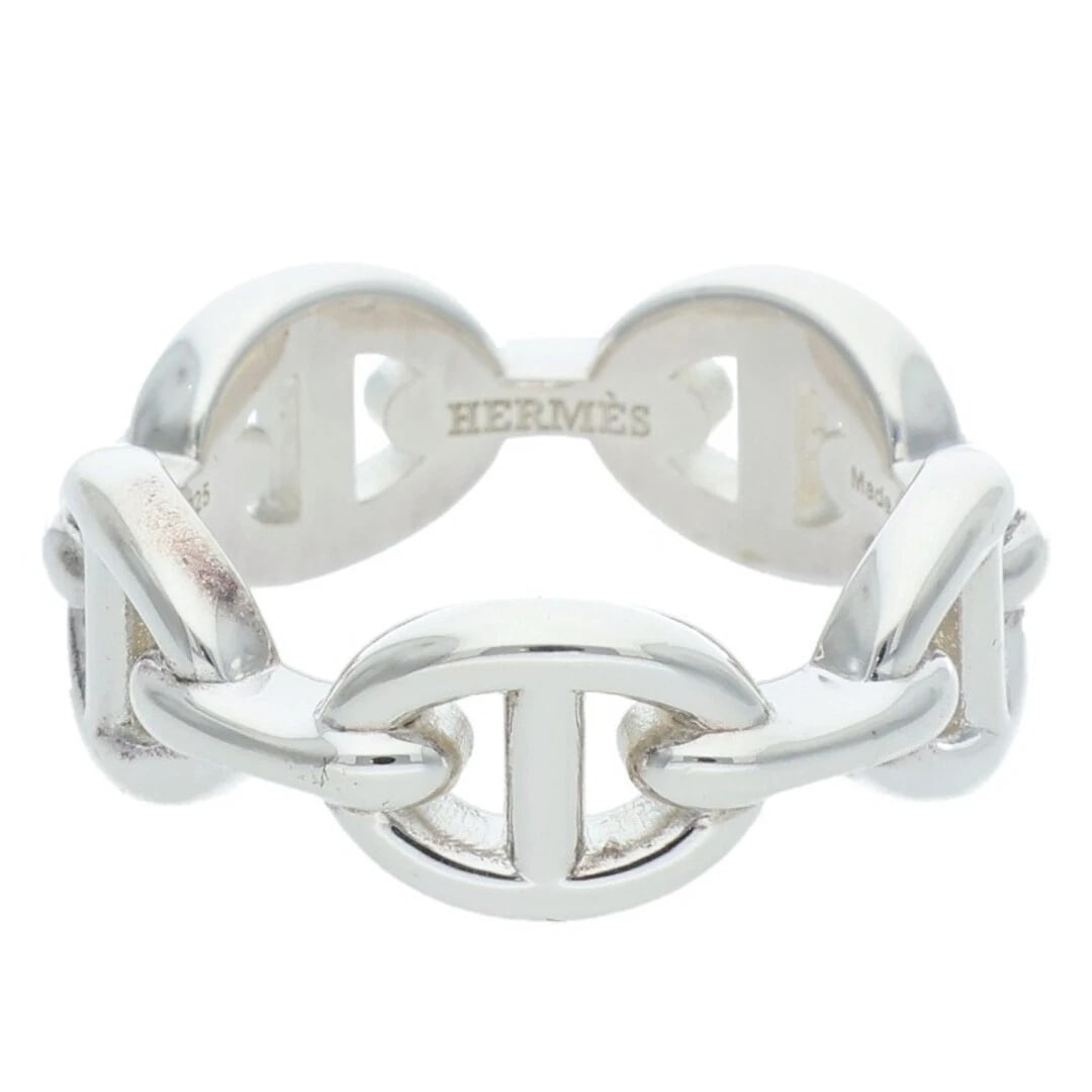 HERMES CHAINE D'ANCRE ENCHAINEE PM CHÊNE DUNKLE SILVER RING: Hermes Chaine d'Ancre Enchainee PM Chêne Dunkle Silver Ring Brand: HERMÈS Type/Style: Ring Material: 925 Color: Silver Size: 5.25 US Accessories: None Accessories Notice: When purchasing pr