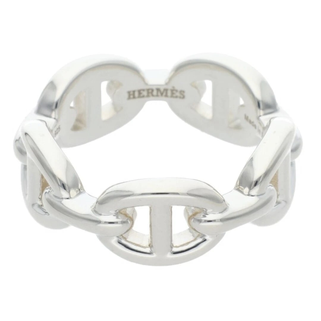 HERMES CHAINE D'ANCRE ENCHAINEE PM SHEINE DUNK ANCHENE SILVER RING: Hermes Chaine d'Ancre Enchainee PM Sheine Dunk Anchene Silver Ring Brand: HERMÈS Type/Style: Ring Material: 925 Color: Silver Size: 5.25 - 5.5 US Accessories: None Accessories Notice: When