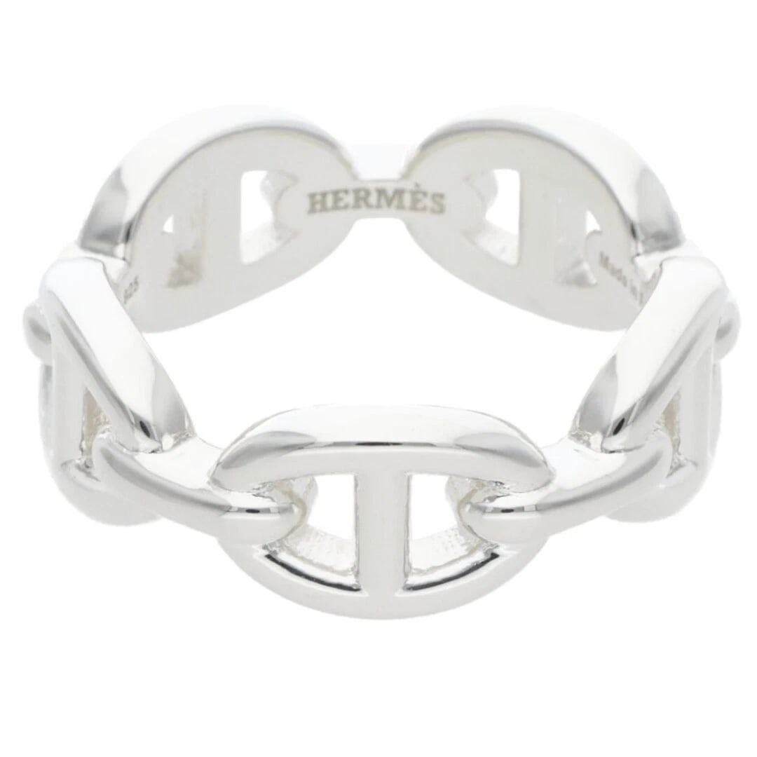 HERMES CHAINE D'ANCRE ENCHAINEE PM SHEINE DUNK ANCHENE SILVER RING: Hermes Chaine d'Ancre Enchainee PM Sheine Dunk Anchene Silver Ring Brand: HERMÈS Type/Style: Ring Material: 925 Color: Silver Size: 6.25 - 6.5 US Accessories: None Accessories Notice: When