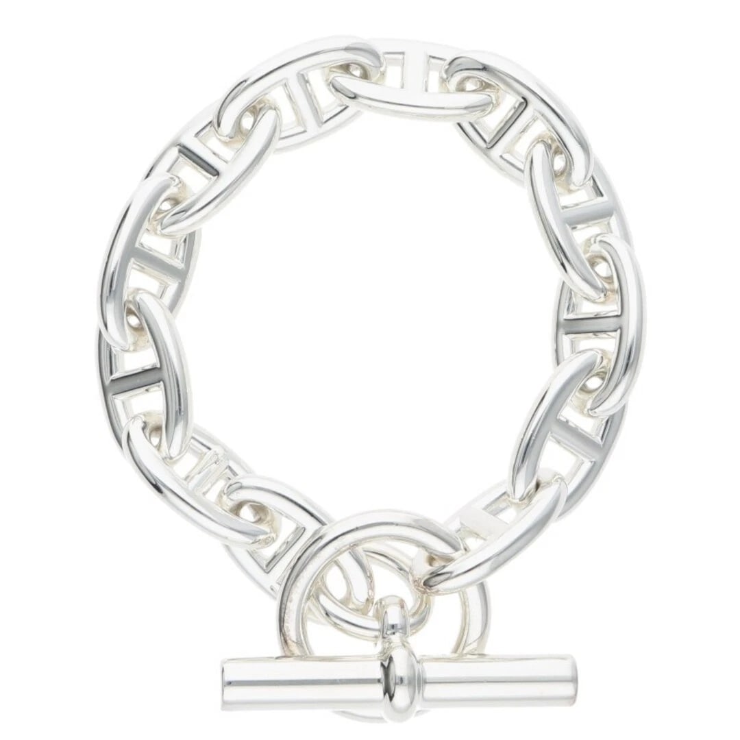 HERMES CHAINE D'ANCRE GM SHEINE ANKLE SILVER BRACELET: Hermes Chaine d'Ancre GM Sheine Ankle Silver Bracelet Brand: HERMÈS Type/Style: Bracelet Material: 925 Color: Silver Size: Length 20cm Accessories: None Accessories Notice: When purchasing pre-owned