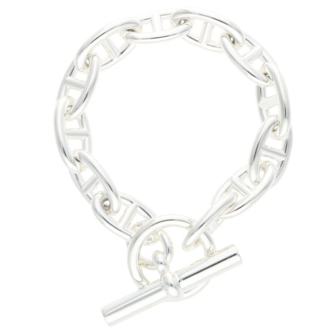 HERMES CHAINE D'ANCRE GM SHEINE ANKLE SILVER BRACELET: Hermes Chaine d'Ancre GM Sheine Ankle Silver Bracelet Brand: HERMÈS Type/Style: Bracelet Material: 925 Color: Silver Size: Length 21cm Accessories: None Accessories Notice: When purchasing pre-owned