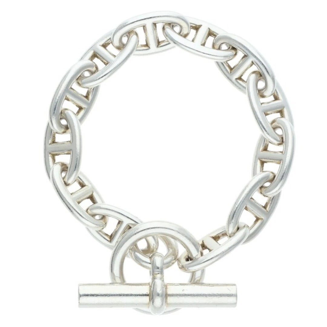 HERMES CHAINE D'ANCRE GM SHEINE ANKLE SILVER BRACELET: Hermes Chaine d'Ancre GM Sheine Ankle Silver Bracelet Brand: HERMÈS Type/Style: Bracelet Material: 925 Color: Silver Size: Length 20.5cm Accessories: None Accessories Notice: When purchasing