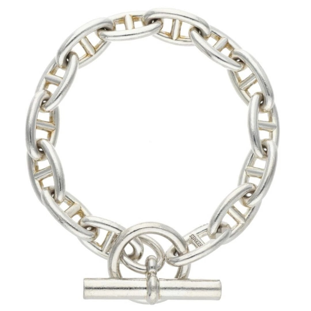 HERMES CHAINE D'ANCRE GM SHEINE ANKLE SILVER BRACELET: Hermes Chaine d'Ancre GM Sheine Ankle Silver Bracelet Brand: HERMÈS Type/Style: Bracelet Material: 925 Color: Silver Size: Length 23.5cm Accessories: None Accessories Notice: When purchasi