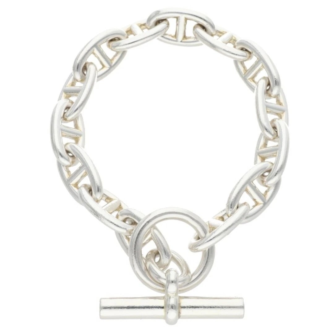 HERMES CHAINE D'ANCRE GM SHEINE ANKLE SILVER BRACELET: Hermes Chaine d'Ancre GM Sheine Ankle Silver Bracelet Brand: HERMÈS Type/Style: Bracelet Material: 925 Color: Silver Size: Length 23.5cm Accessories: None Accessories Notice: When purchasi