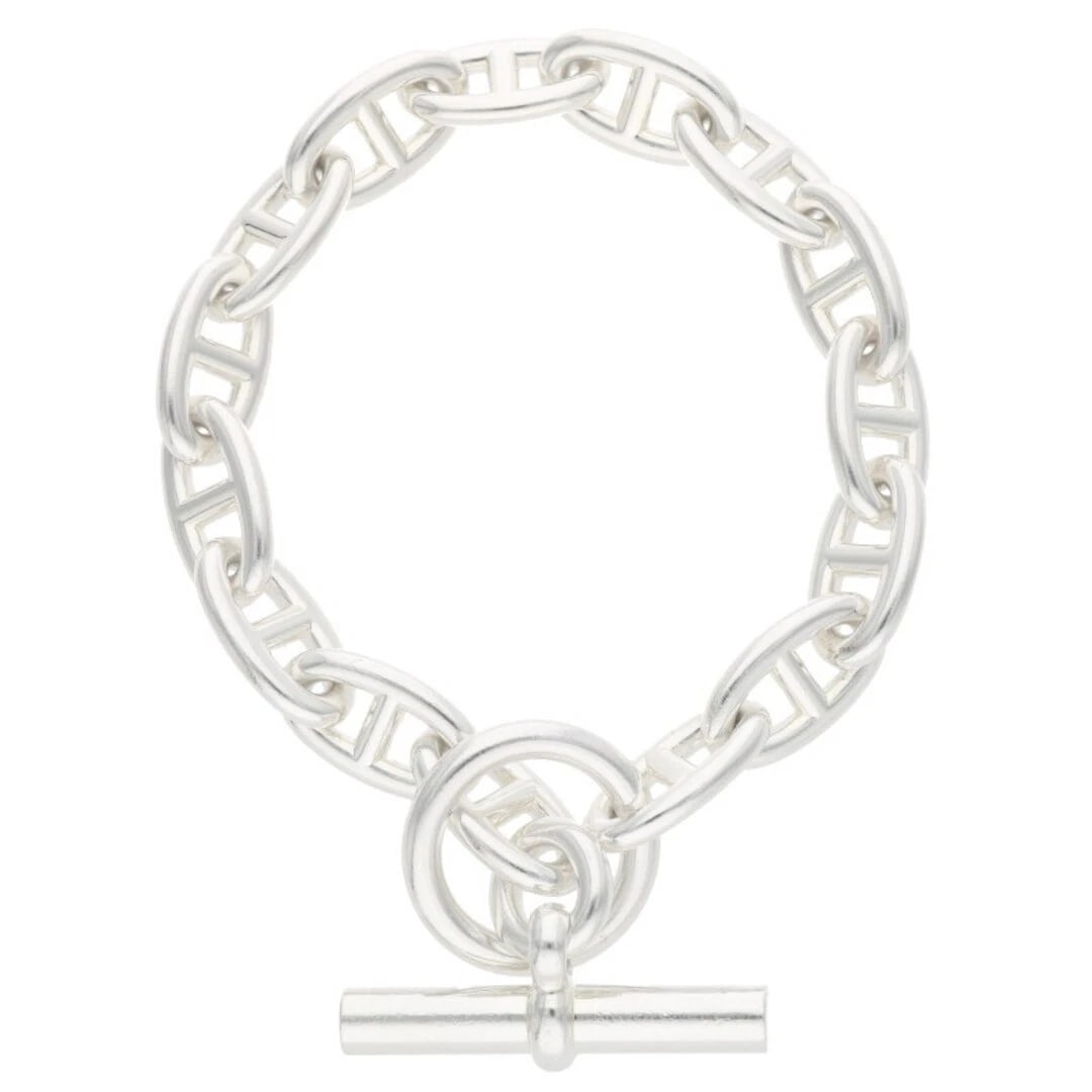 HERMES CHAINE D'ANCRE GM SHEINE ANKLE SILVER BRACELET: Hermes Chaine d'Ancre GM Sheine Ankle Silver Bracelet Brand: HERMÈS Type/Style: Bracelet Material: 925 Color: Silver Size: Length 24.5cm Accessories: None Accessories Notice: When purchasi