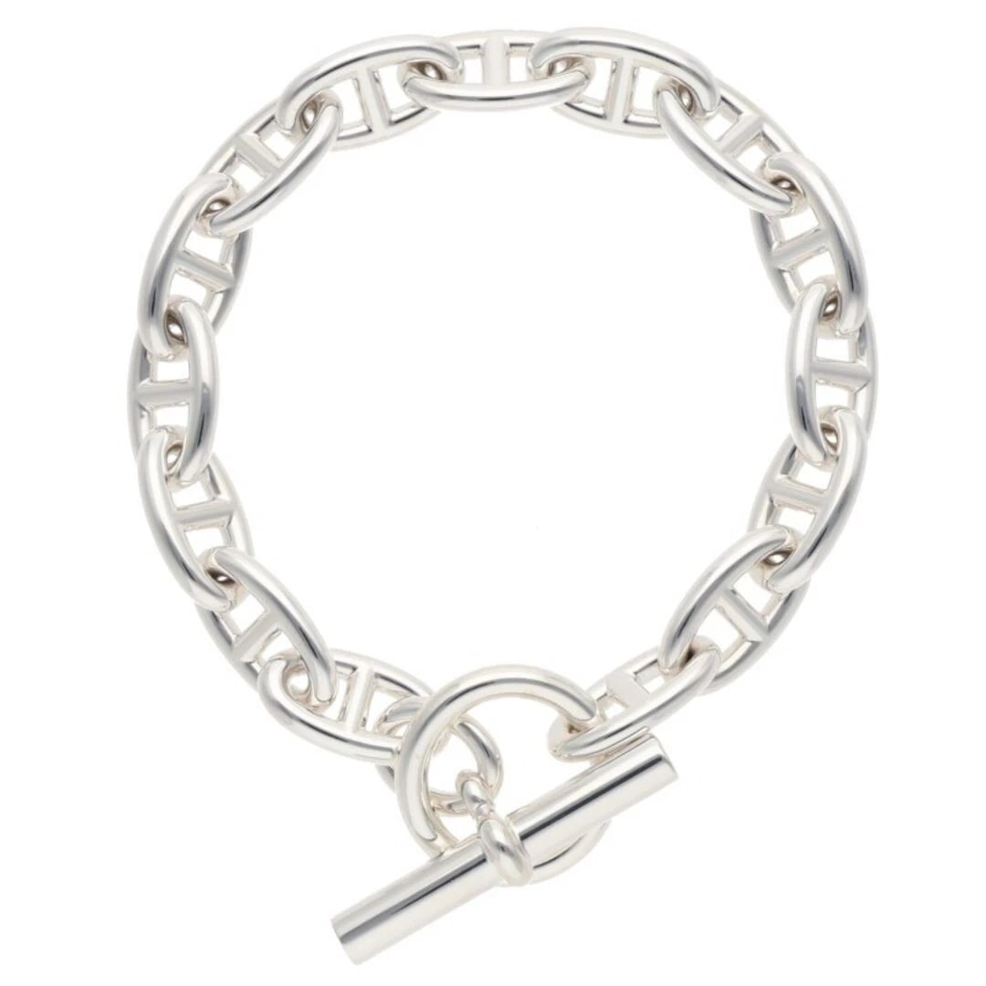 HERMES CHAINE D'ANCRE GM SHEINE ANKLE SILVER BRACELET: Hermes Chaine d'Ancre GM Sheine Ankle Silver Bracelet Brand: HERMÈS Type/Style: Bracelet Material: 925 Color: Silver Size: Length 24.5cm Accessories: None Accessories Notice: When purchasi