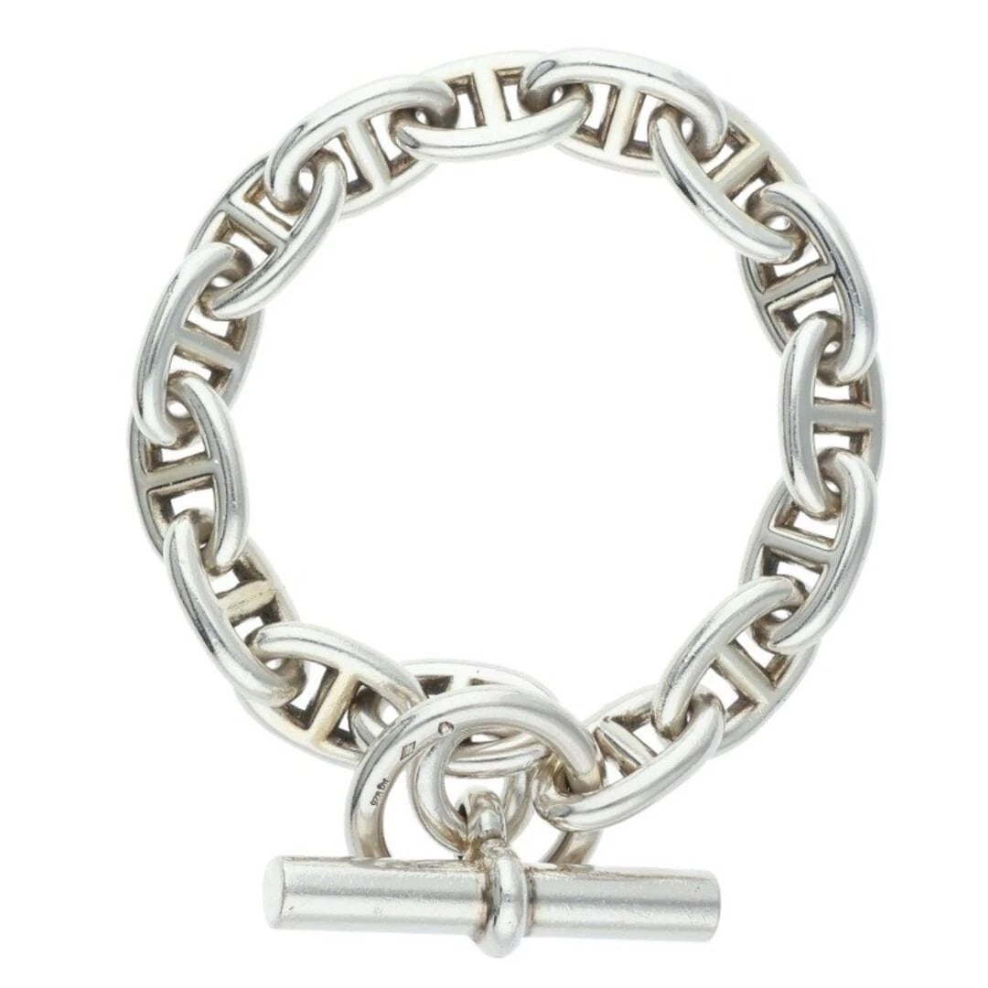 HERMES CHAINE D'ANCRE MM SHEINE ANKLE SILVER BRACELET: Hermes Chaine d'Ancre MM Sheine Ankle Silver Bracelet Brand: HERMÈS Type/Style: Bracelet Material: 925 Color: Silver Size: Length 20cm Accessories: None Accessories Notice: When purchasing pre-owned